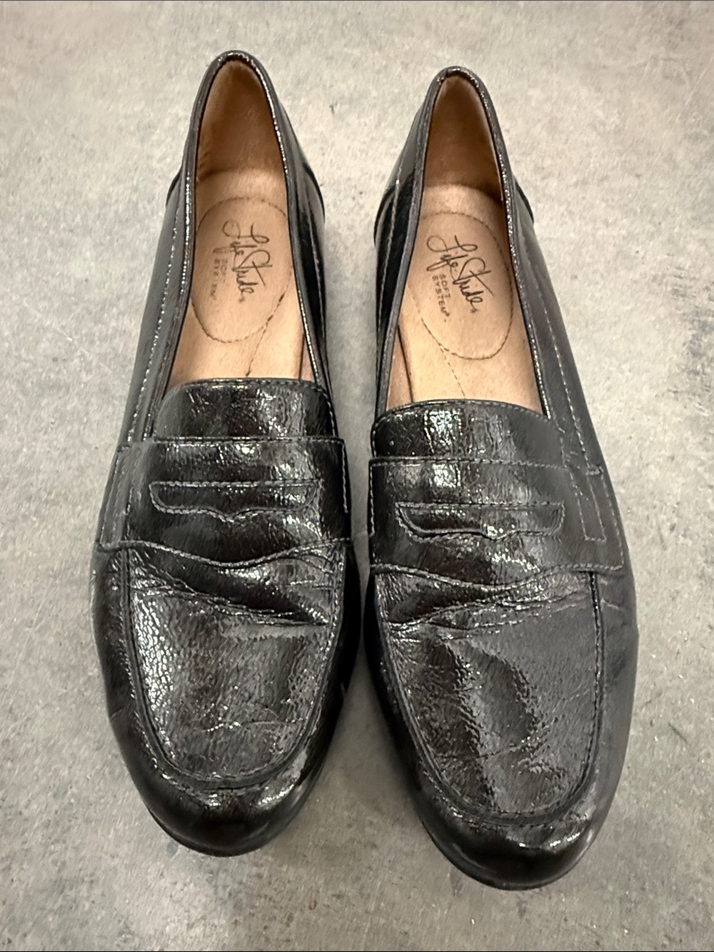 Life Stride Black Patent Penny Loafers